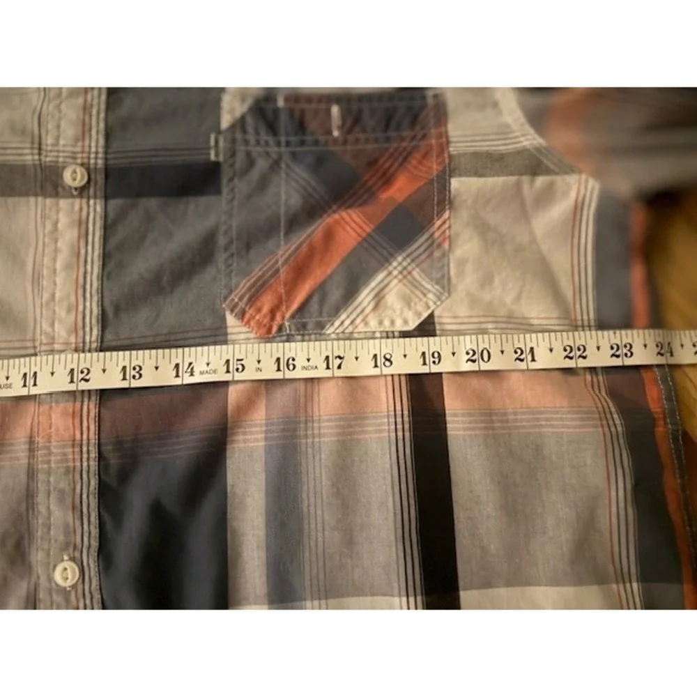 Levi's Button Down Shirt Mens XXL‎  Orange Grey Plaid Long Sleeve Dual Pocket